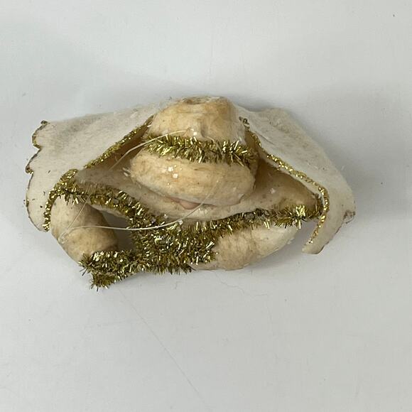 Vintage Mica Angel Ornament Gold Tinsel Star Puffy Felt Wings 3" Christmas Decor - Picture 5 of 8